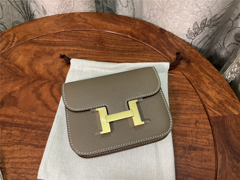 Hermes Constance Slim Wallet Leather Gold Metal WAX High