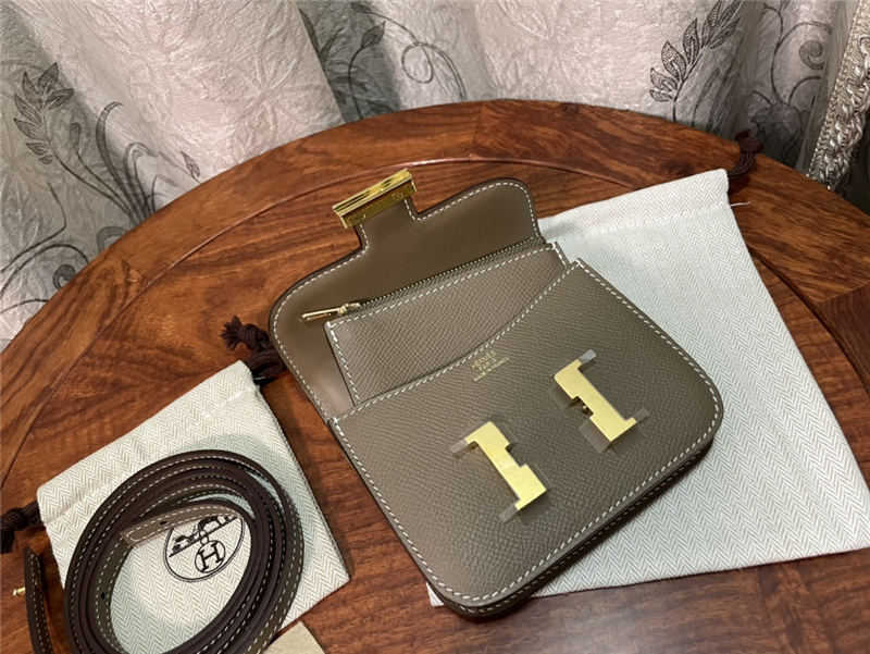 Hermes Constance Slim Wallet Leather Gold Metal WAX High