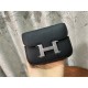 Hermes Constance Slim Wallet Leather Silver Metal WAX High