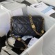 Chanel SMALL FLAP BAG Grained Shiny Calfskin & Gold-Tone Metal AS3369 Black A