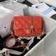 Chanel SMALL FLAP BAG Grained Shiny Calfskin & Gold-Tone Metal AS3369 Red A