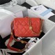 Chanel SMALL FLAP BAG Grained Shiny Calfskin & Gold-Tone Metal AS3369 Red A