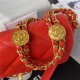 Chanel SMALL FLAP BAG Grained Shiny Calfskin & Gold-Tone Metal AS3369 Red A