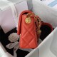 Chanel SMALL FLAP BAG Grained Shiny Calfskin & Gold-Tone Metal AS3369 Red A