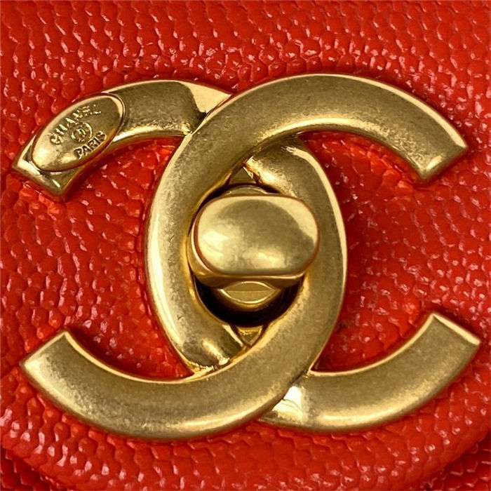 Chanel MINI FLAP BAG Grained Shiny Calfskin & Gold-Tone Metal AS3368 Red A