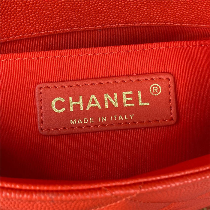 Chanel MINI FLAP BAG Grained Shiny Calfskin & Gold-Tone Metal AS3368 Red A