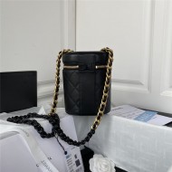 Chanel SMALL VANITY CASE Lambskin, Gold-Tone & Lacquered Metal AS3210 Black A