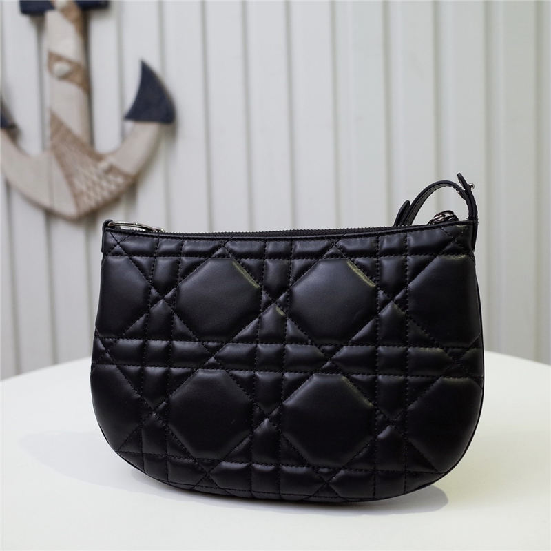 MINI Dior CARO TULIP BAG Quilted Macrocannage Calfskin Black High