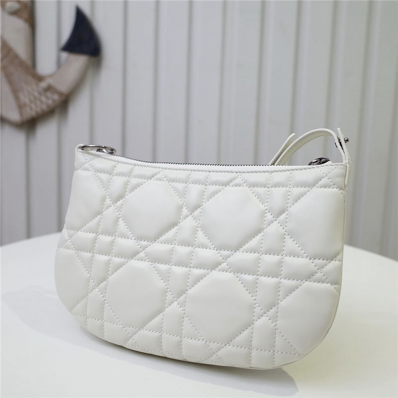 MINI Dior CARO TULIP BAG Quilted Macrocannage Calfskin White High