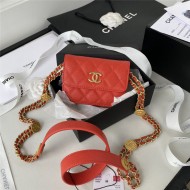 Chanel CLUTCH WITH CHAIN AP2857 Grained Shiny Calfskin & Gold-Tone Metal Orange A