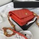 WALLET ON CHAIN Grained Shiny Calfskin & Gold-Tone Metal AP2840 Orange A