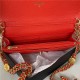 WALLET ON CHAIN Grained Shiny Calfskin & Gold-Tone Metal AP2840 Orange A