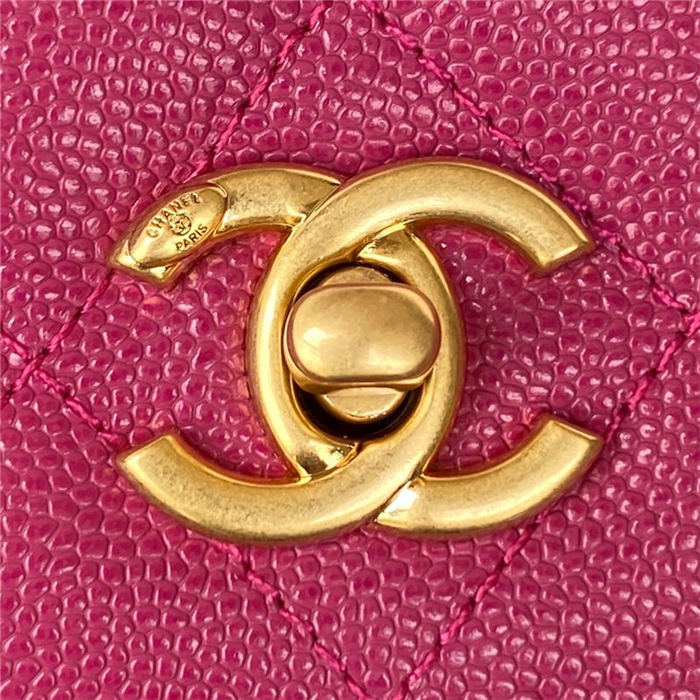 WALLET ON CHAIN Grained Shiny Calfskin & Gold-Tone Metal AP2840 Fuchsia A