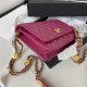 WALLET ON CHAIN Grained Shiny Calfskin & Gold-Tone Metal AP2840 Fuchsia A