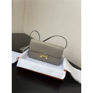 Hermes Constance To Go Long Wallet Epsom Leather Grey Gold-Metal WAX High