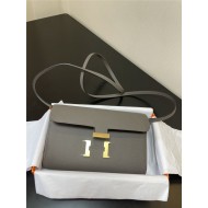 Hermes Constance To Go Long Wallet Epsom Leather Dark Grey Gold-Metal WAX High