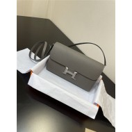 Hermes Constance To Go Long Wallet Epsom Leather Dark Grey Silver-Metal WAX High