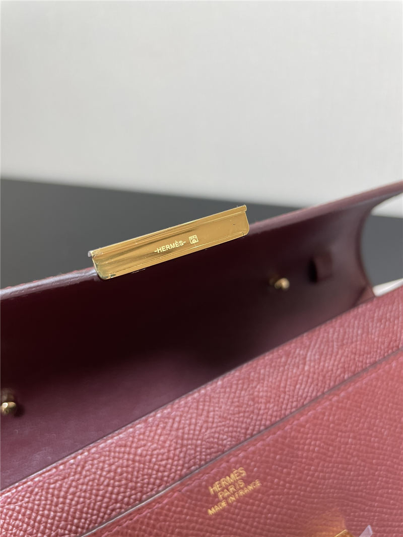 Hermes Constance To Go Long Wallet Epsom Leather Burgundy Gold-Metal WAX High