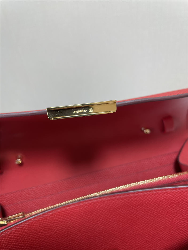 Hermes Constance To Go Long Wallet Epsom Leather Red Gold-Metal WAX High