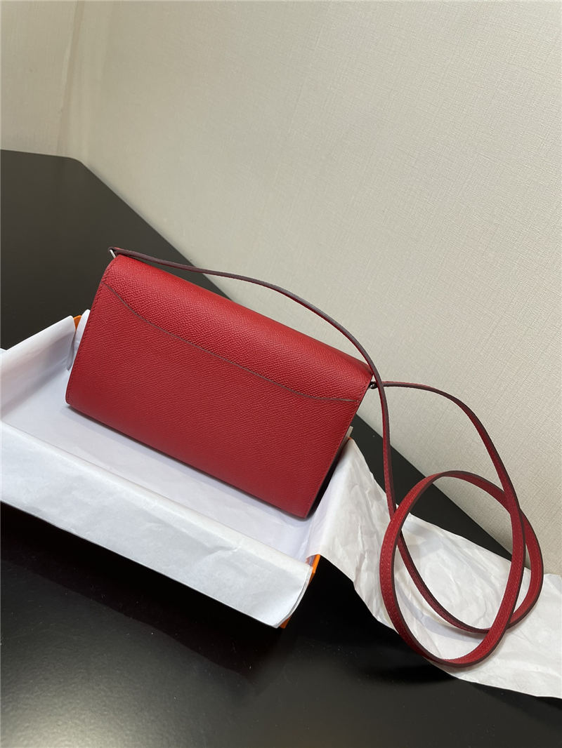 Hermes Constance To Go Long Wallet Epsom Leather Red Silver-Metal WAX High