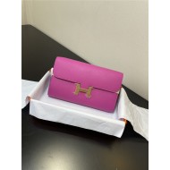 Hermes Constance To Go Long Wallet Epsom Leather Fuchsia Gold-Metal WAX High