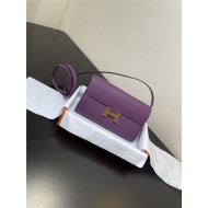 Hermes Constance To Go Long Wallet Epsom Leather Purple Gold-Metal WAX High