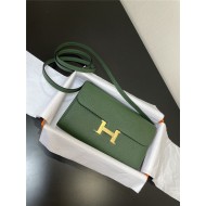 Hermes Constance To Go Long Wallet Epsom Leather Dark Green Gold-Metal WAX High