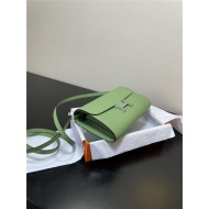 Hermes Constance To Go Long Wallet Epsom Leather Light Green Silver-Metal WAX High