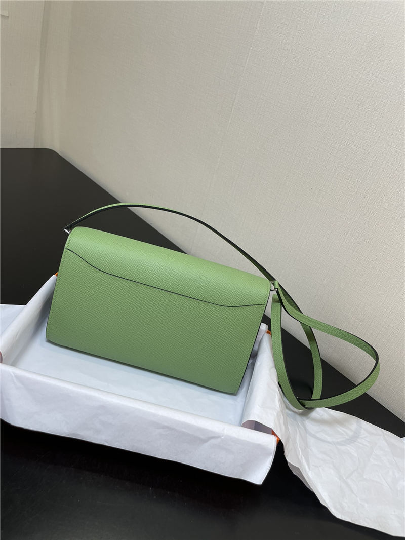 Hermes Constance To Go Long Wallet Epsom Leather Light Green Silver-Metal WAX High