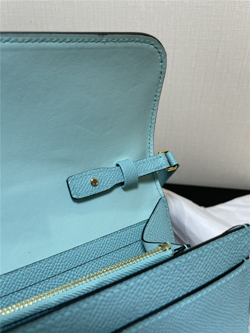 Hermes Constance To Go Long Wallet Epsom Leather Macaroon Blue Gold-Metal WAX High