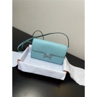 Hermes Constance To Go Long Wallet Epsom Leather Macaroon Blue Silver-Metal WAX High