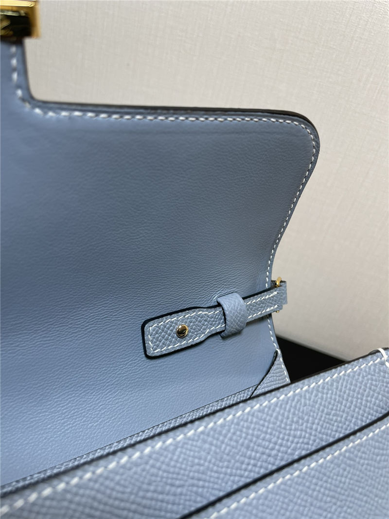 Hermes Constance To Go Long Wallet Epsom Leather Grey Blue Gold-Metal WAX High