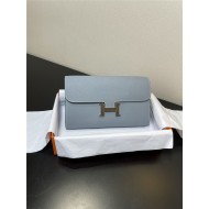 Hermes Constance To Go Long Wallet Epsom Leather Grey Blue Silver-Metal WAX High