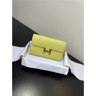 Hermes Constance To Go Long Wallet Epsom Leather Lemon Gold-Metal WAX High