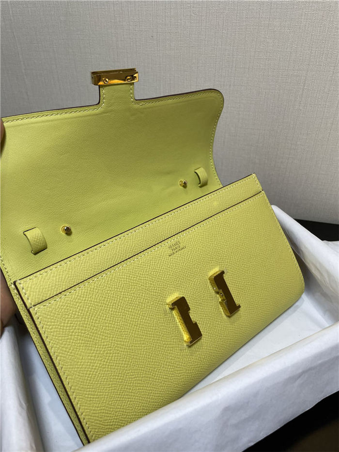 Hermes Constance To Go Long Wallet Epsom Leather Lemon Gold-Metal WAX High