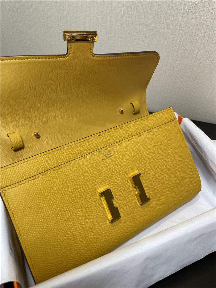 Hermes Constance To Go Long Wallet Epsom Leather Yellow Gold-Metal WAX High