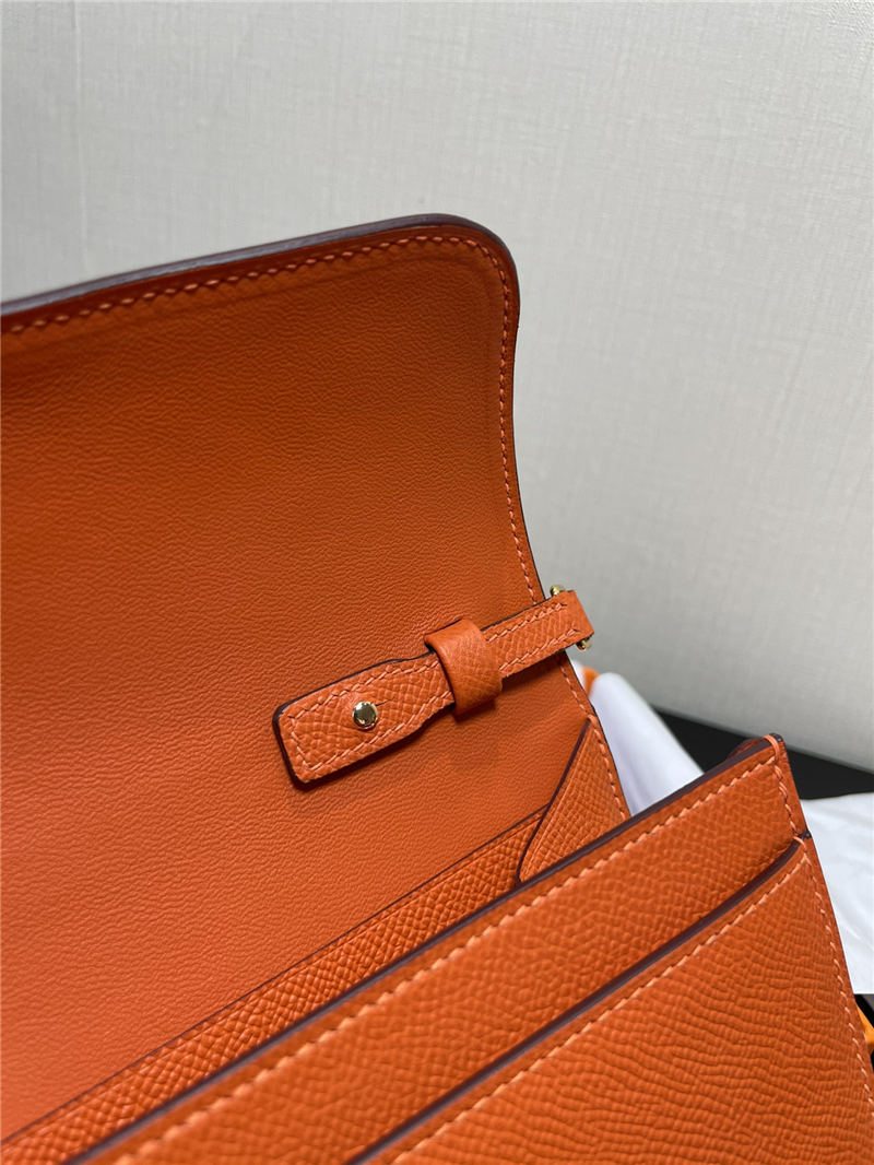 Hermes Constance To Go Long Wallet Epsom Leather Orange Gold-Metal WAX High