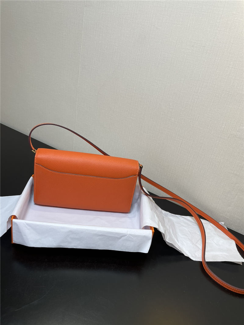 Hermes Constance To Go Long Wallet Epsom Leather Orange Gold-Metal WAX High