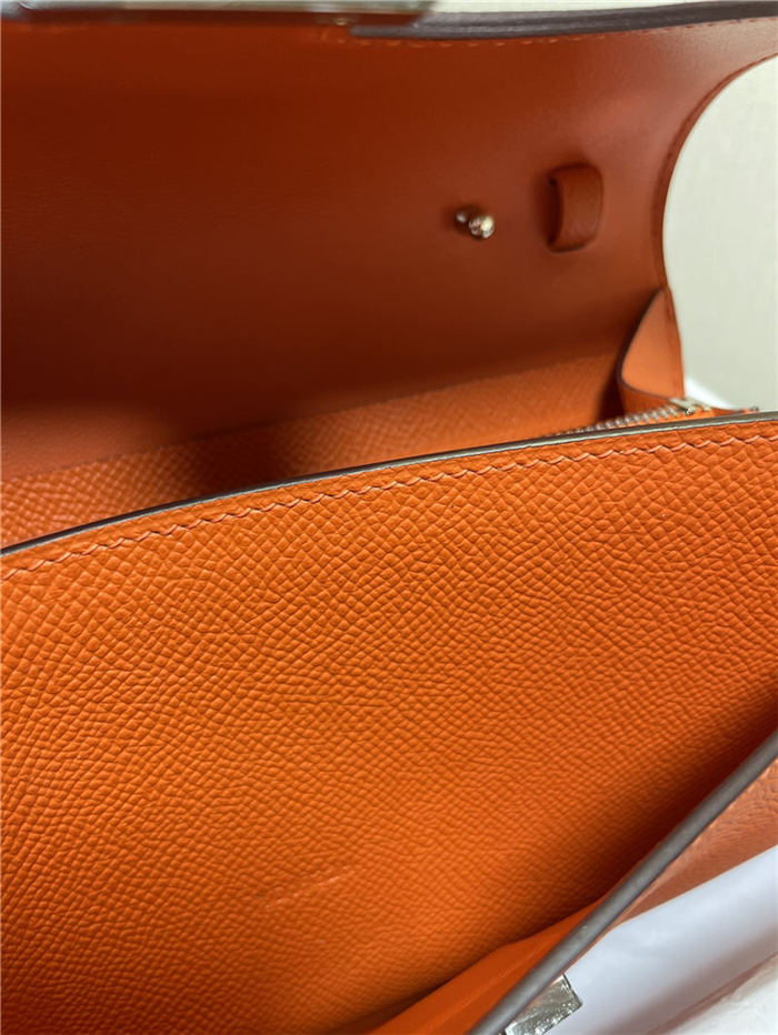 Hermes Constance To Go Long Wallet Epsom Leather Orange Silver-Metal WAX High