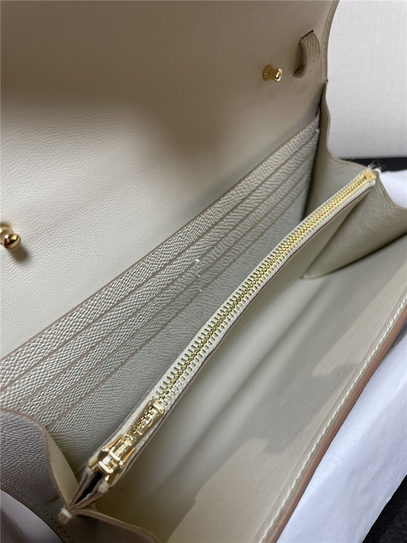 Hermes Constance To Go Long Wallet Epsom Leather White Gold-Metal WAX High