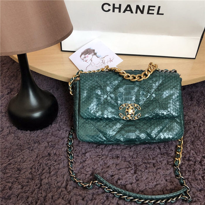 Chanel 19 Flap Bag Snake Gold-Tone, Silver-Tone & Ruthenium-Finish Metal High