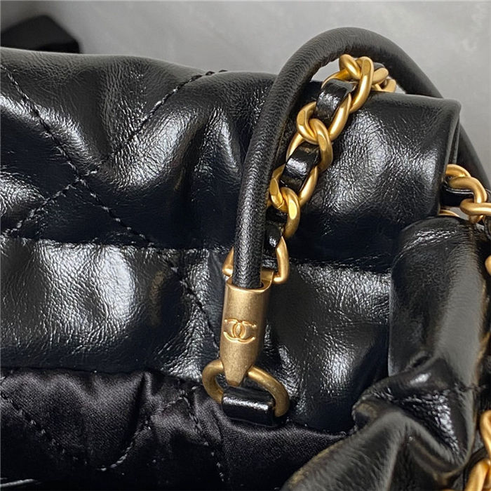 Chanel 22 MINI HANDBAG Shiny Calfskin Black & Gold-Tone Metal AS3980 High