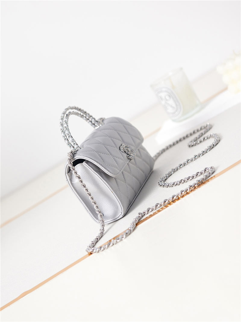 Chanel CLUTCH WITH CHAIN AP3238 Grained Shiny Calfskin Silver A