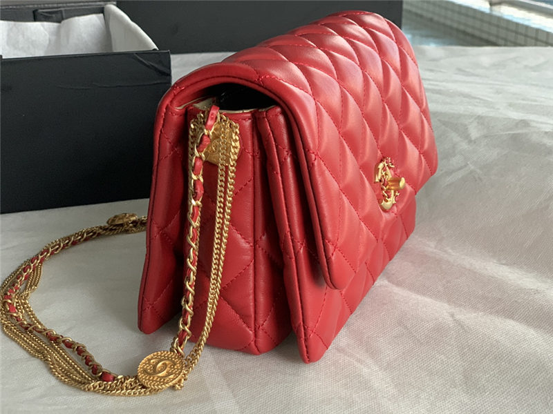 Chanel MINI FLAP BAG AS3378 Lambskin & Gold-Tone Metal Red High