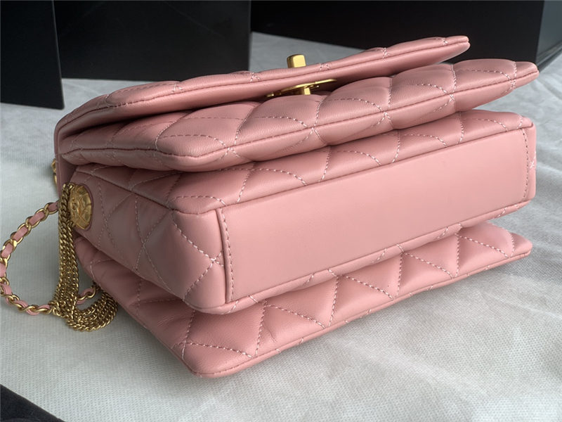 Chanel MINI FLAP BAG AS3378 Lambskin & Gold-Tone Metal Pink High