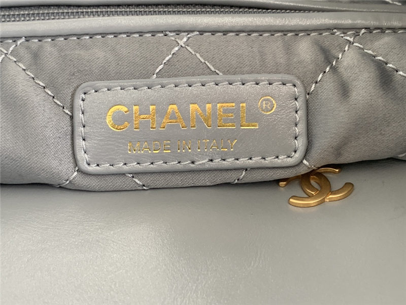 Chanel 22 LARGE HANDBAG Shiny Calfskin & Gold-Tone Metal AS3262 Grey High