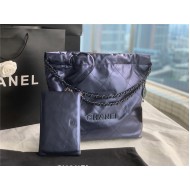 Chanel 22 MEDIUM HANDBAG Metallic Calfskin & Gold-Tone Metal AS3261 Navy High