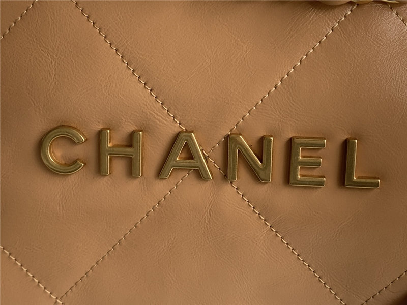 Chanel 22 MEDIUM HANDBAG Shiny Calfskin & Gold-Tone Metal AS3261 Camel High