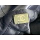 Chanel 22 SMALL HANDBAG Metallic Calfskin & Gold-Tone Metal AS3260 Navy High