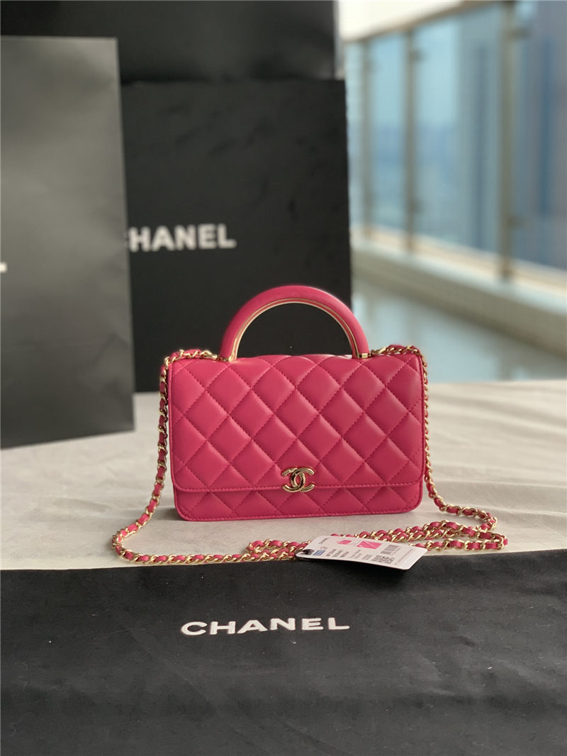 Chanel Wallet on Chain With Handle AP2844 Lambskin & Gold-Tone Metal Pink High